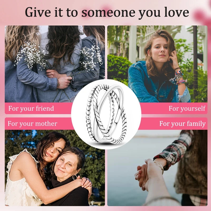 Women Silver Finger Rings for Women Original 925 Sterling Silver Cocktail Ring Geometric Cubic Zircon Heart Wedding Jewelry