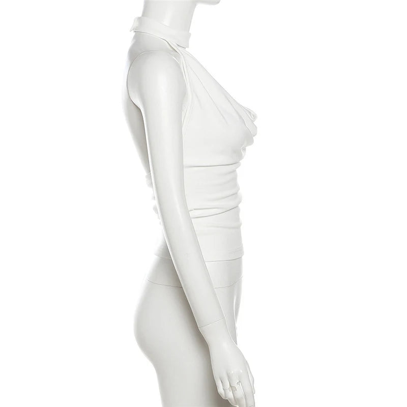 Solid Color Simple Casual All-match Cool Confident Sexy Beautiful High Street Summer Travel Women's Thin Halter Vest