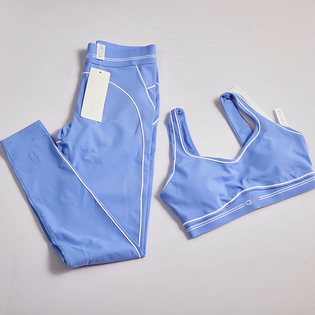 2025 New Women's Yoga Sports Camisole Vest Elastic Slim Fit Pants Two-piece Set