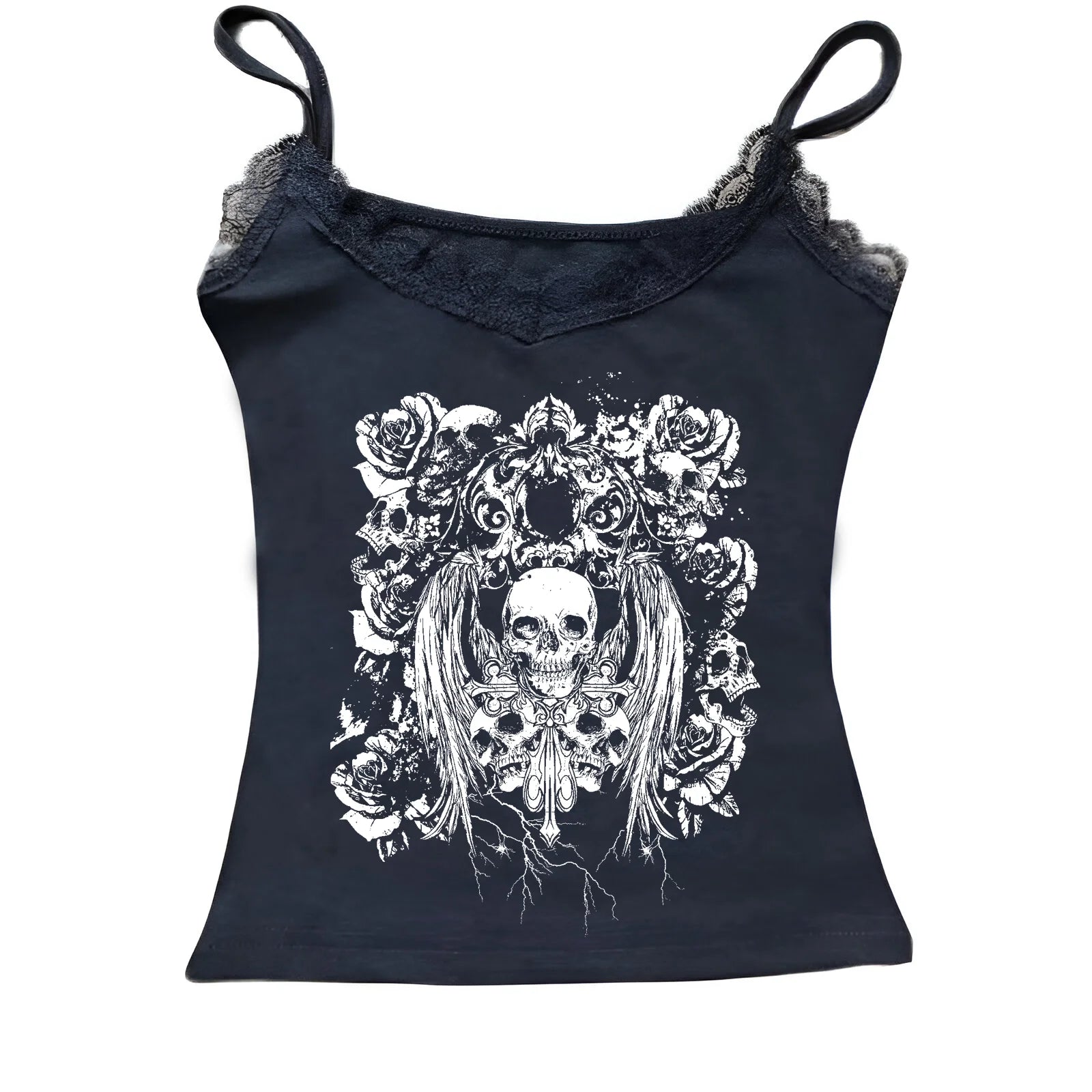 Retro gothic Fake Two-piece Printed T-shirt Women summer Y2K Streetwear Hot Girl Slim Off Shoulder Millennium Harajuku Casual