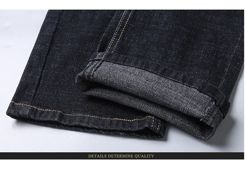 Men's Soft Straight Denim Pants 2025 Autumn Classic Business Black Biker Jeans Overalls Masculino Pantalone Hombre Mannen Homme