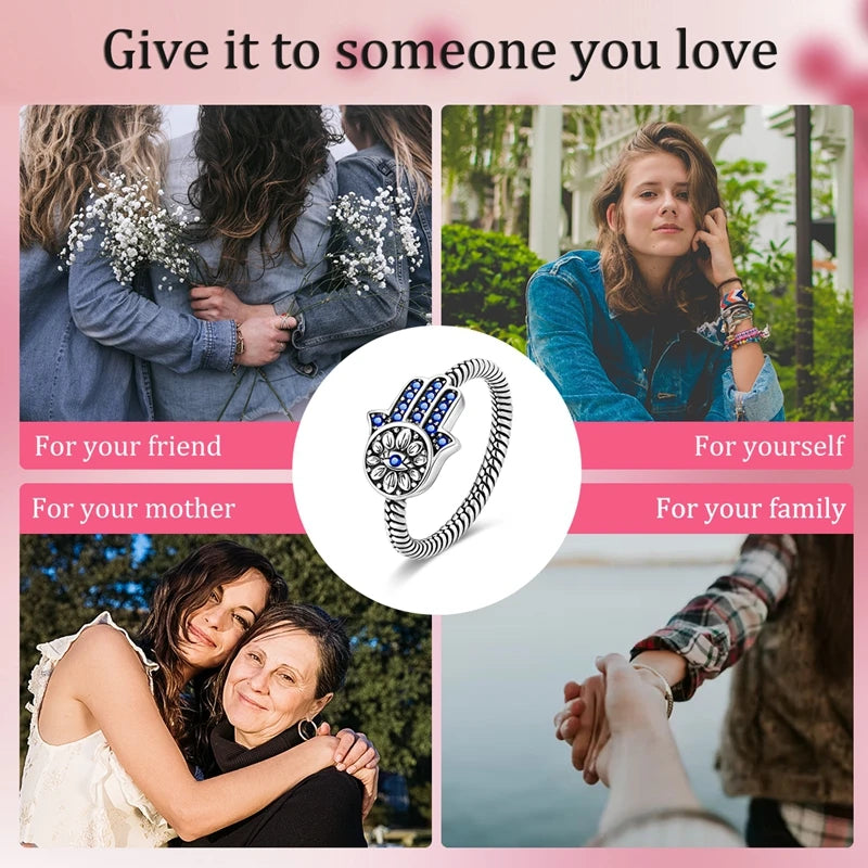 Women Silver Finger Rings for Women Original 925 Sterling Silver Cocktail Ring Geometric Cubic Zircon Heart Wedding Jewelry