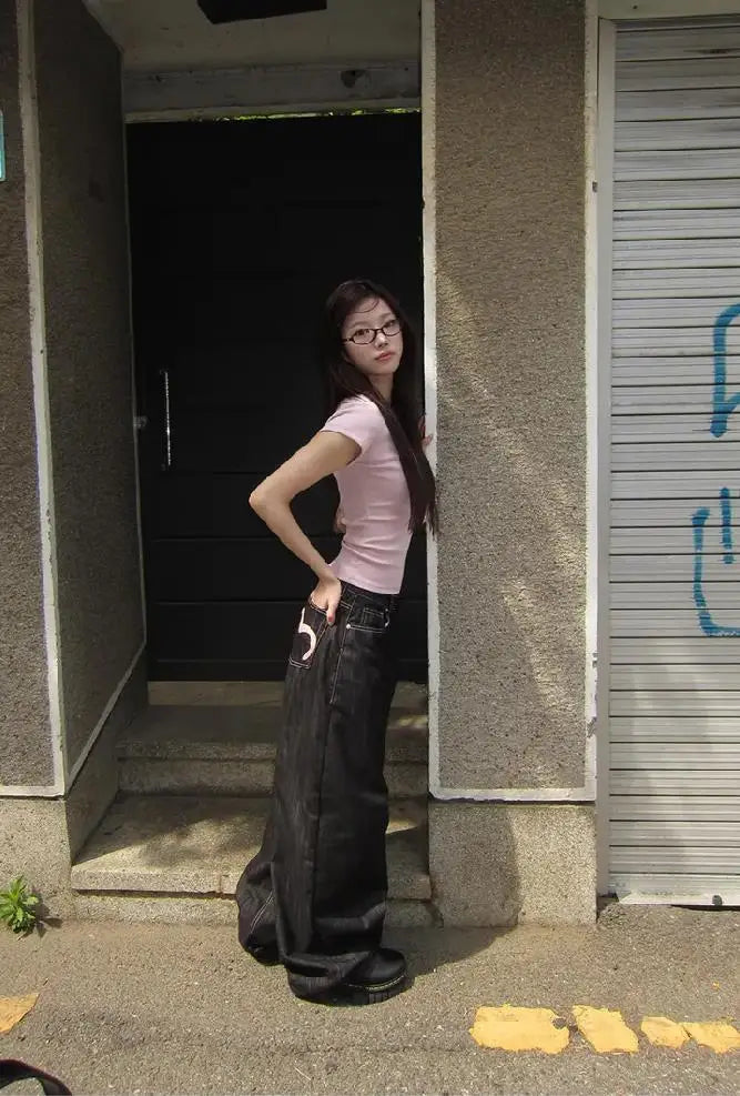 2025 Autumn Winter Women's Denim Jeans Y2K Wide Fit Baggy Jeans Grunge Harajuku Cowboy New In Pants Korean Mom Jeans Punk Retro