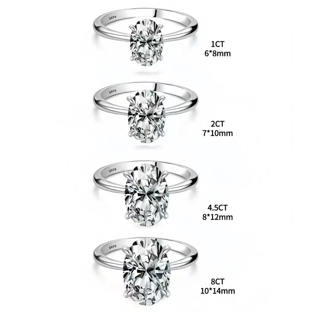 925 Sterling Silver 1-8Ct Zircon Gorgeous Shiny Oval Stone Ring for Women Engagement Wedding Luxury High Quality Fine Jewelry