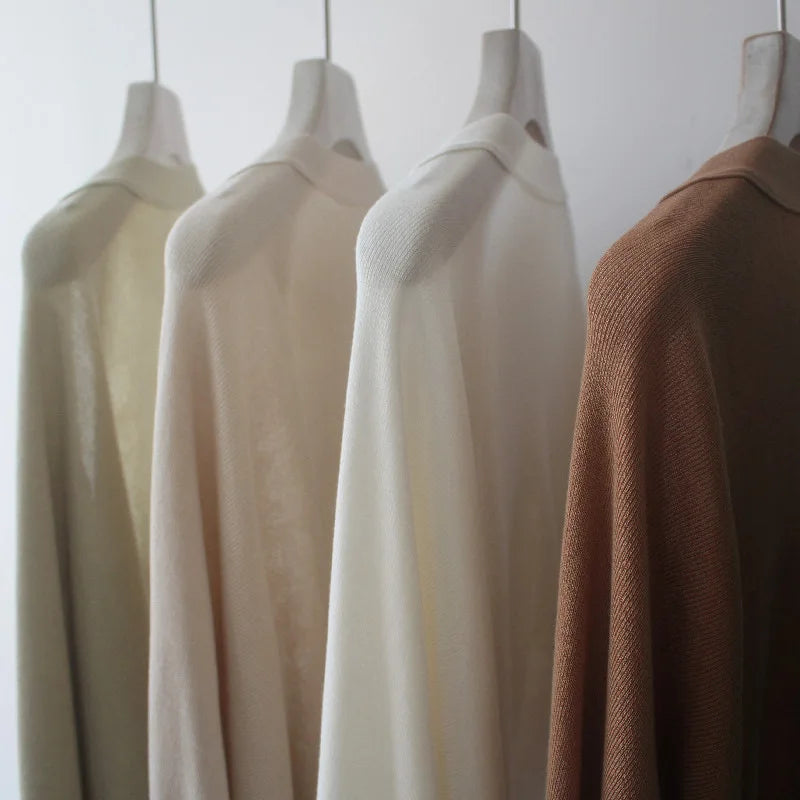 Autumn New Ice Silk Sun Protection Knitted Cardigan Strap Outer Shawl Batwing Sleeve Cover up Top Women's Fashion Trend