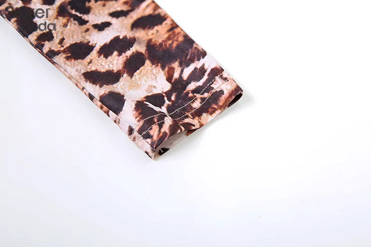 Sisterlinda Summer Release Junior Sexy Above Knee Mini High Street Milk Silk Dress K24Q53153Girl Leopard Color Long Sleeve Dress