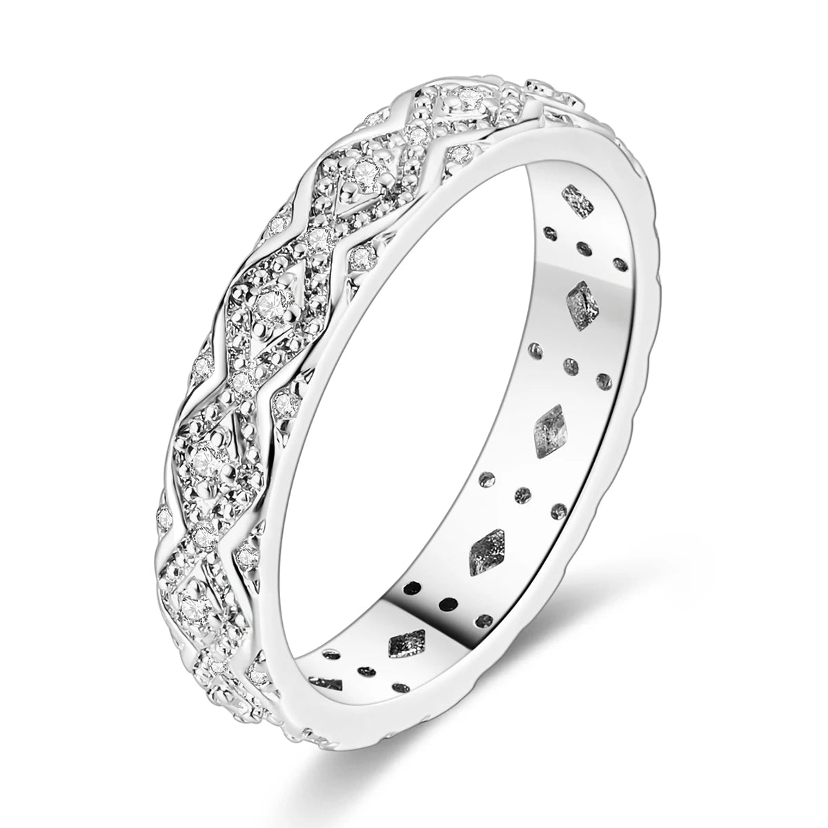 Women Silver Finger Rings for Women Original 925 Sterling Silver Cocktail Ring Geometric Cubic Zircon Heart Wedding Jewelry