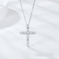 Full Moissanite Cross Pendant Necklace Original 925 Sterling Silver Chain Plated 18K White Gold Fine Necklace for Women Jewelry