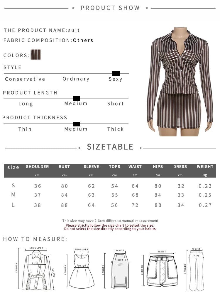 Weird Puss Stripes Print 2-Piece Set Women Tracksuit Crop Blouse+Peach Hip Skirts Matching Streetwear Office Elegant Outfits