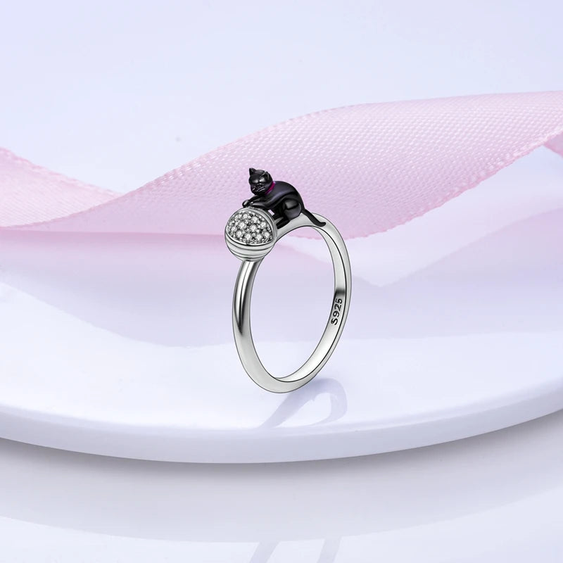 Women Silver Finger Rings for Women Original 925 Sterling Silver Cocktail Ring Geometric Cubic Zircon Heart Wedding Jewelry