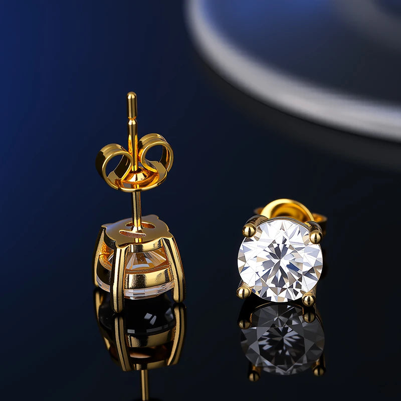 100% Real Sterling Silver S925 Moissanite Earrings Stud  With 2 Certificate D VVS1 Pass Diamond Test Pen For Women Men Jewelry
