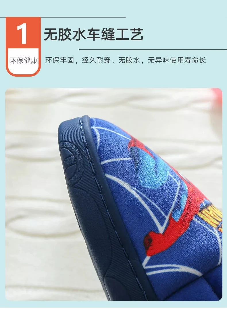 Marvel Boys Girls Cartoon Spider Man Kids Cotton Slippers Toddler Winter Warm Princess Women Men Indoor Bedroom Home Shoes