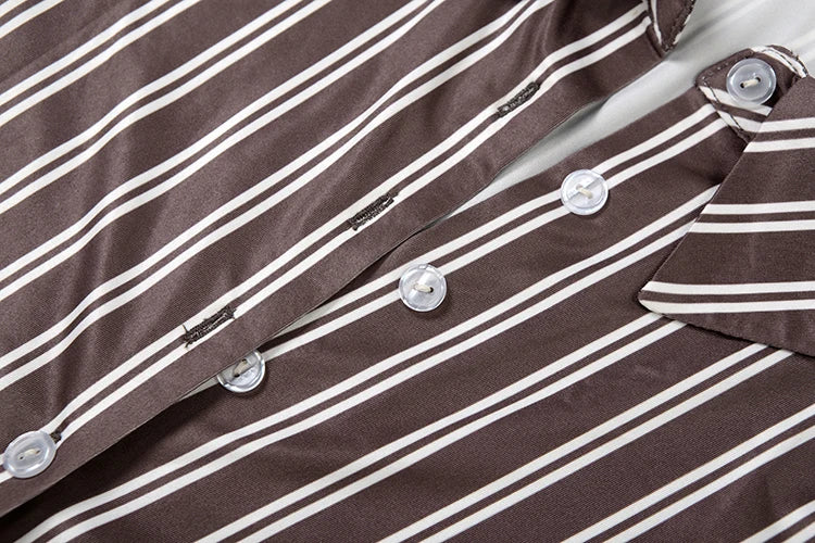Weird Puss Stripes Print 2-Piece Set Women Tracksuit Crop Blouse+Peach Hip Skirts Matching Streetwear Office Elegant Outfits