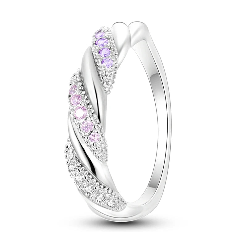 Women Silver Finger Rings for Women Original 925 Sterling Silver Cocktail Ring Geometric Cubic Zircon Heart Wedding Jewelry