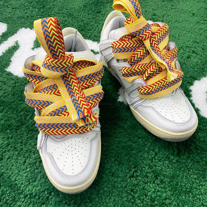Flat Shoelaces for Sneakers Wavy Bread Shoe Laces Luxury Brand Shoelace Width 1.5cm/2cm/3cm Trend Shoe Lace Rope Shoes Strings