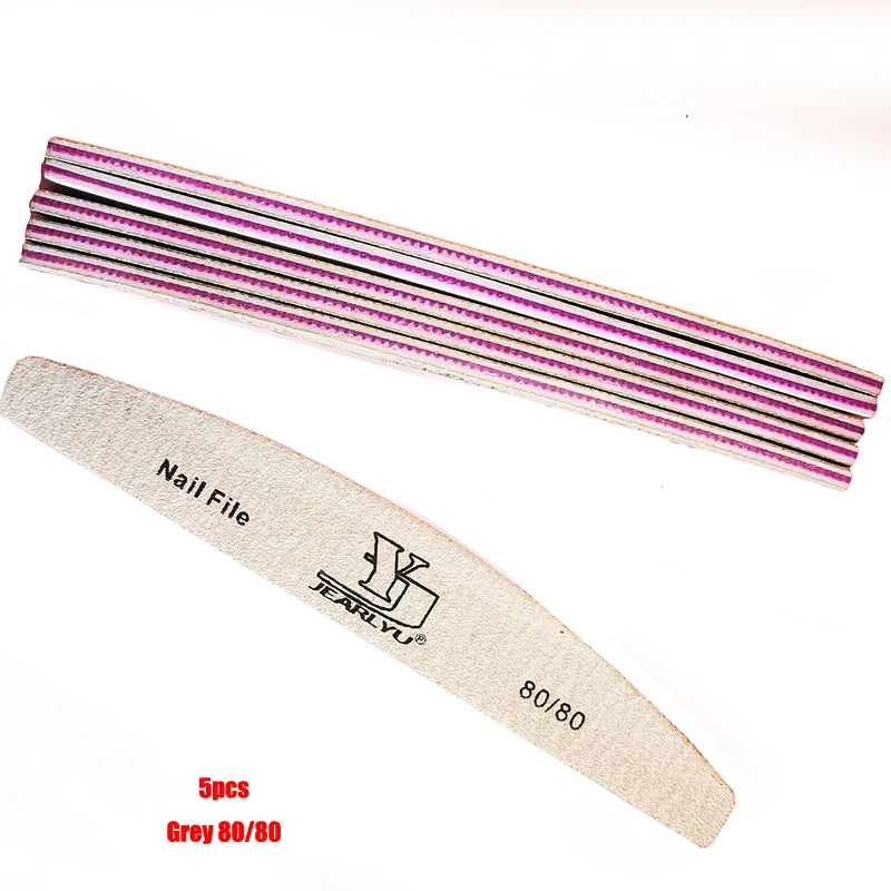 5/25Pcs/Lot Nail File Mix Color 80/100/150/180/240 Grit Professional Sandpaper Cuticle Remover Buffer Files Manicure Tool Set