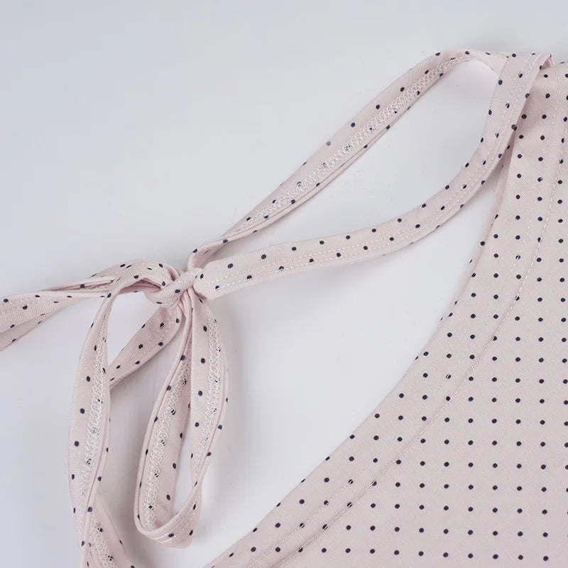 Sweet Polka Dot Prints T-Shirts Fashion Women Cute Design One-Shoulder Summer Tops Casual Korean Office Lady Commute Slim Tees