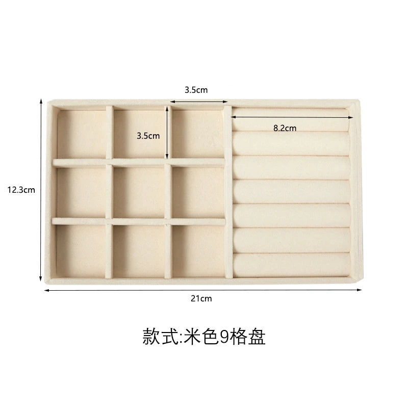 Plush jewelry storage tray, detachable tray, earrings, earrings, rings, necklaces, storage tray, drawer, partition tray