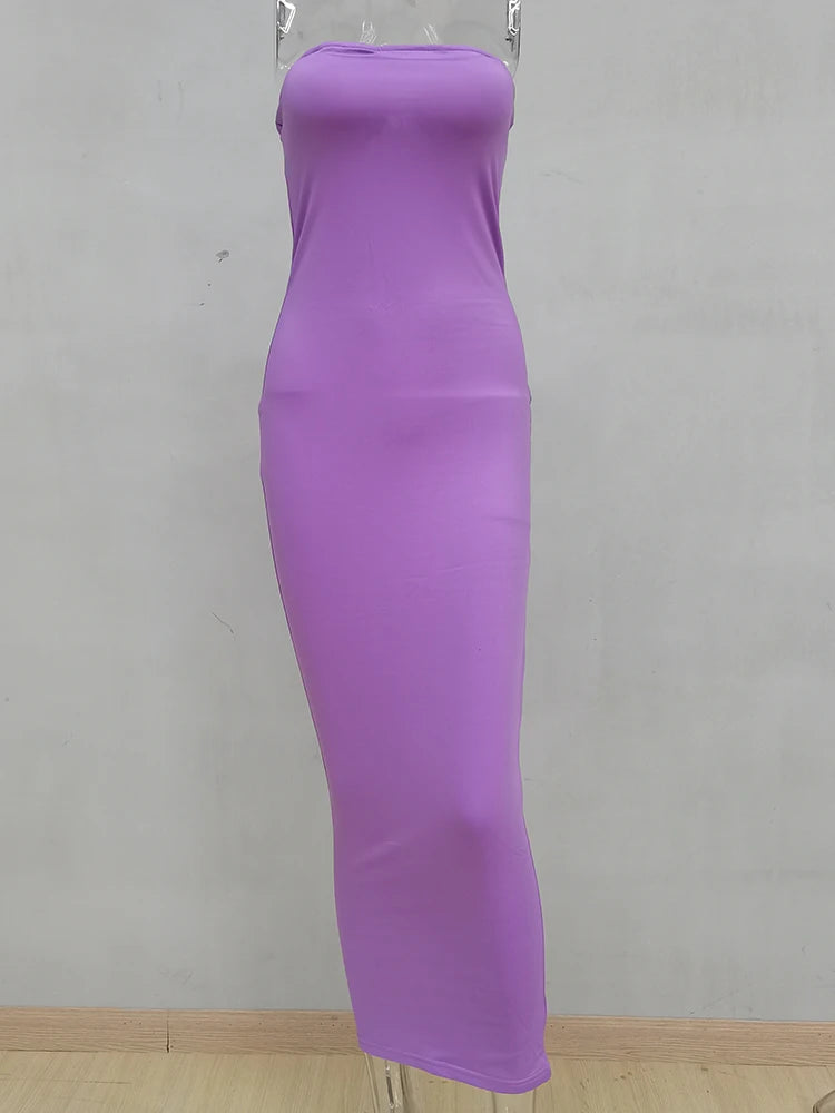 Summer Women's Sexy Sleeveless Chest Wrapped Long Beach Dress