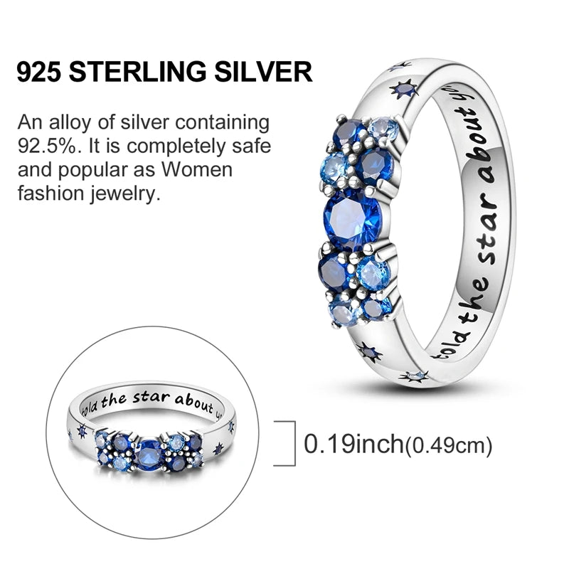 Women Silver Finger Rings for Women Original 925 Sterling Silver Cocktail Ring Geometric Cubic Zircon Heart Wedding Jewelry