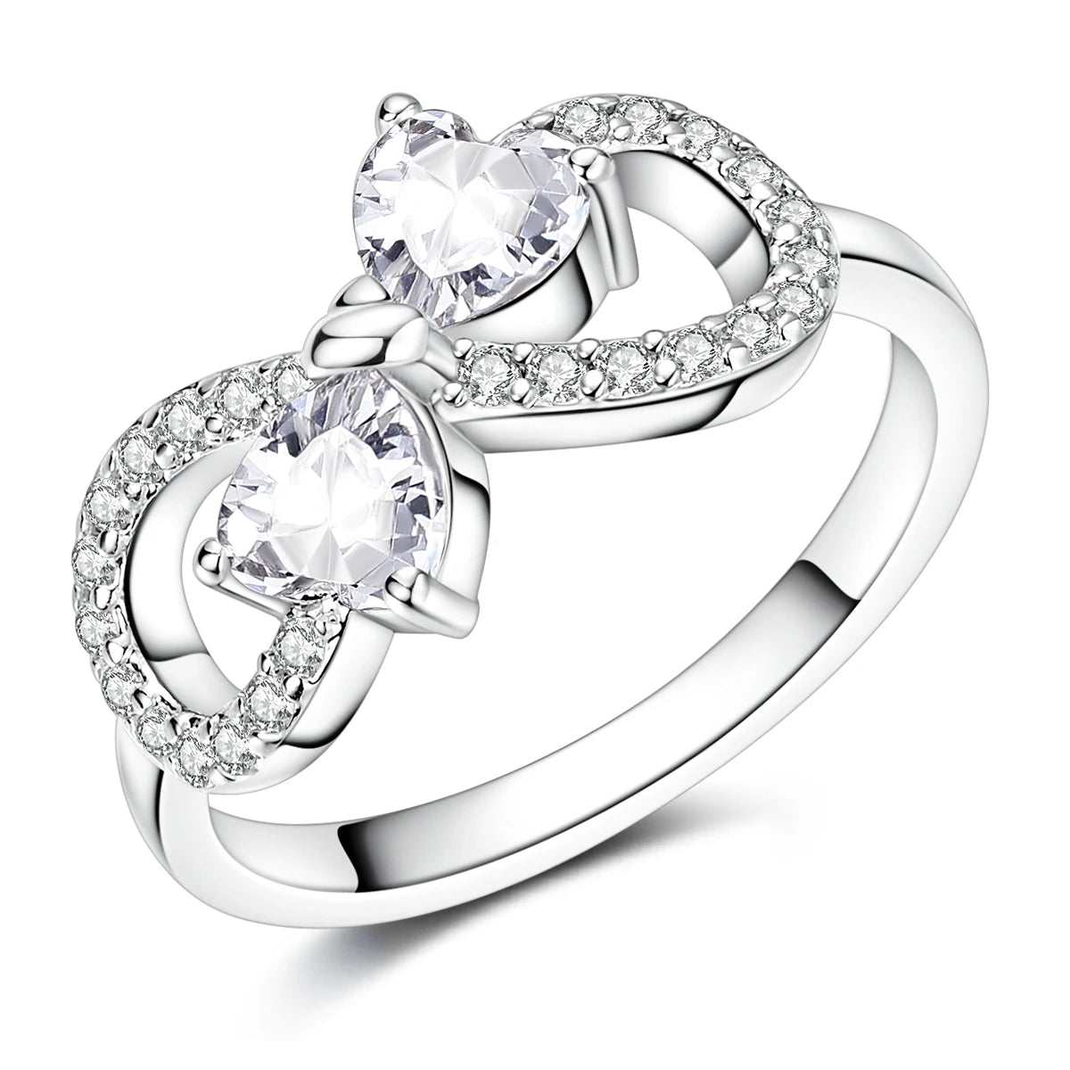 Women Silver Finger Rings for Women Original 925 Sterling Silver Cocktail Ring Geometric Cubic Zircon Heart Wedding Jewelry