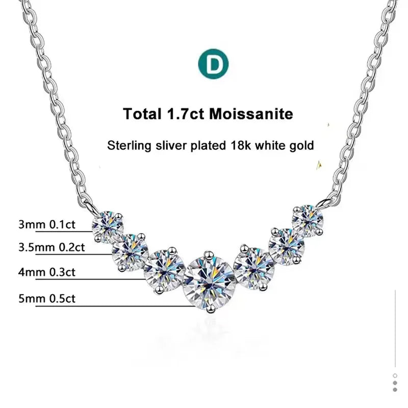 D Vvs1 Moissanite Necklace for Women Wedding Fine Jewelry with Certificates 925 Sterling Silver Plated 18K White Gold Necklace