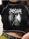 Women's T-shirt Harajuku crop Top Harajuku Retro Korean Black Demon Punk Gothic Anime Print Clothes Slim anime