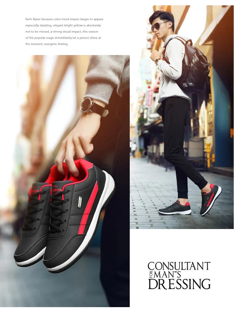 MAEDEF Shoes for Men Leather Sneaker Waterproof Casual Comfortable Men's Sneaker Lace Up Footwear Vulcanized Man Shoe Masculino