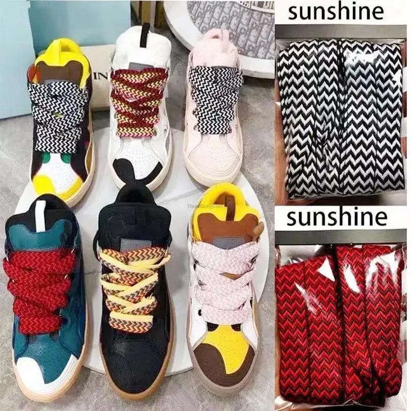Flat Shoelaces for Sneakers Wavy Bread Shoe Laces Luxury Brand Shoelace Width 1.5cm/2cm/3cm Trend Shoe Lace Rope Shoes Strings