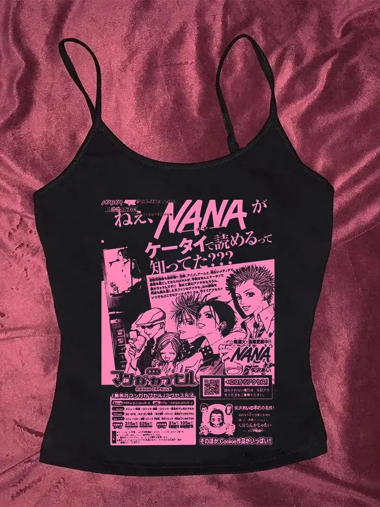Y2k Nana Osaki Graphic T Shirts Casual Harajuku Streetwear Japanese Clothes Fashion Rock Punk Sleeveless Tanks & Camis Coquette