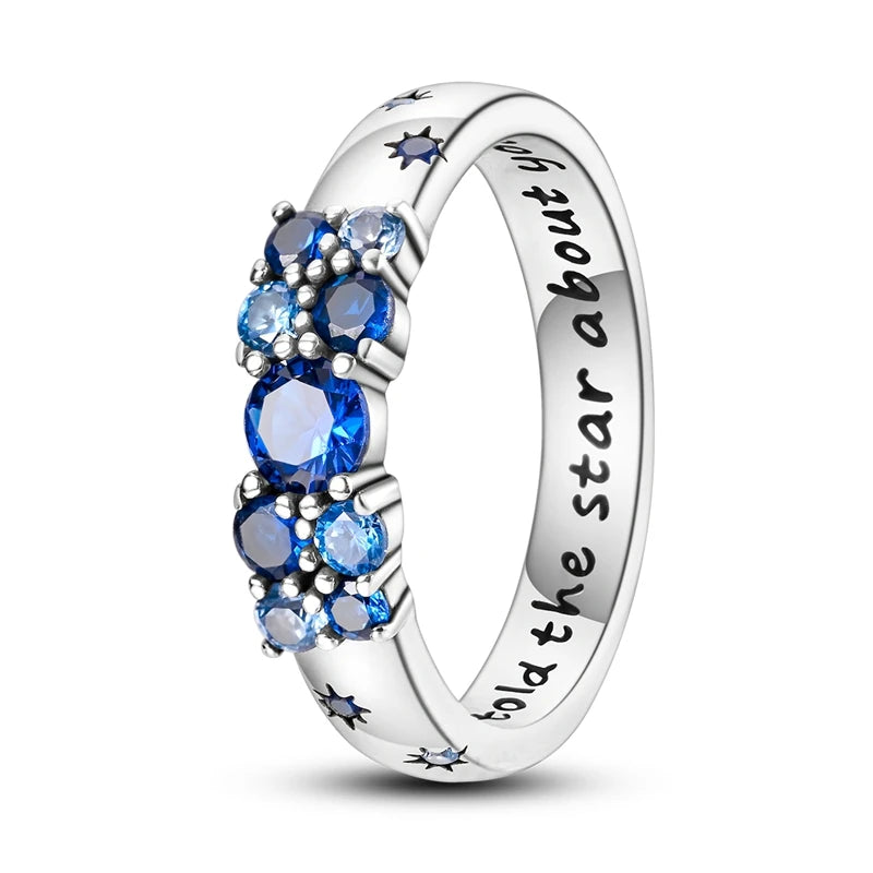 Women Silver Finger Rings for Women Original 925 Sterling Silver Cocktail Ring Geometric Cubic Zircon Heart Wedding Jewelry
