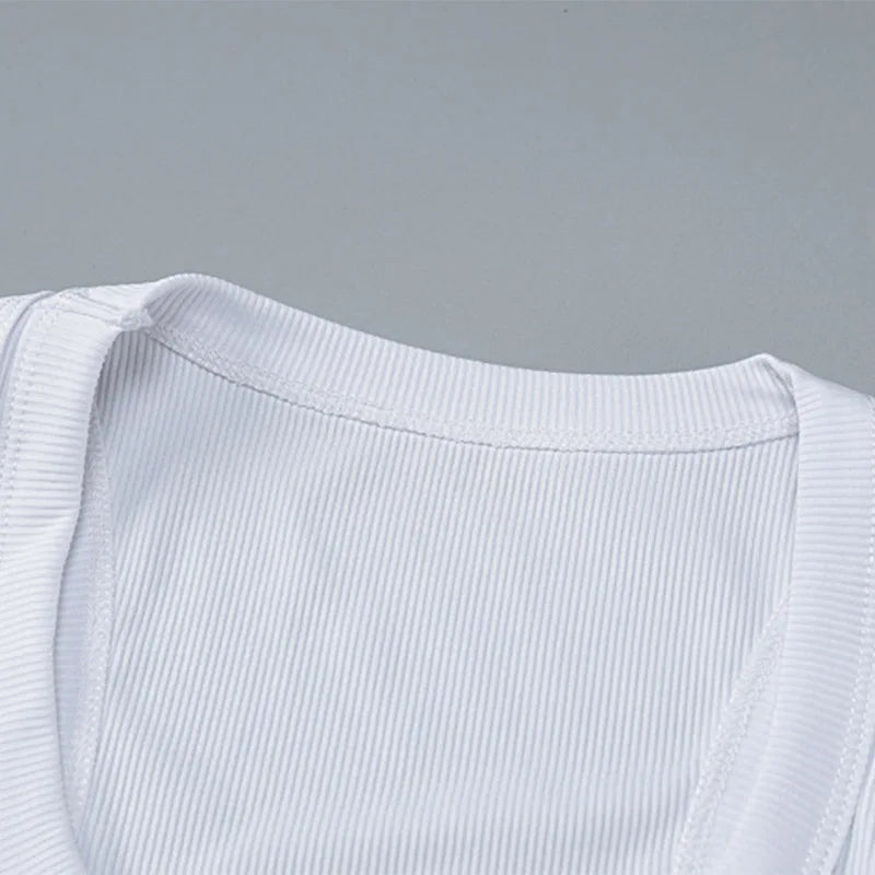 Ribbed Square Neck White Sexy Slim Y2K Crop Tank Top Summer Women Goth Clothes Streetwear Vacation Casual Wholesale