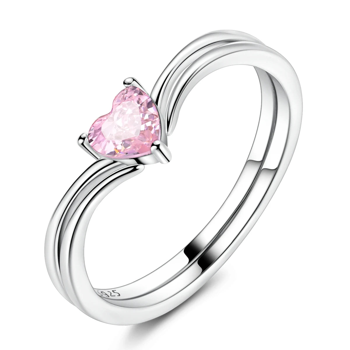 Women Silver Finger Rings for Women Original 925 Sterling Silver Cocktail Ring Geometric Cubic Zircon Heart Wedding Jewelry