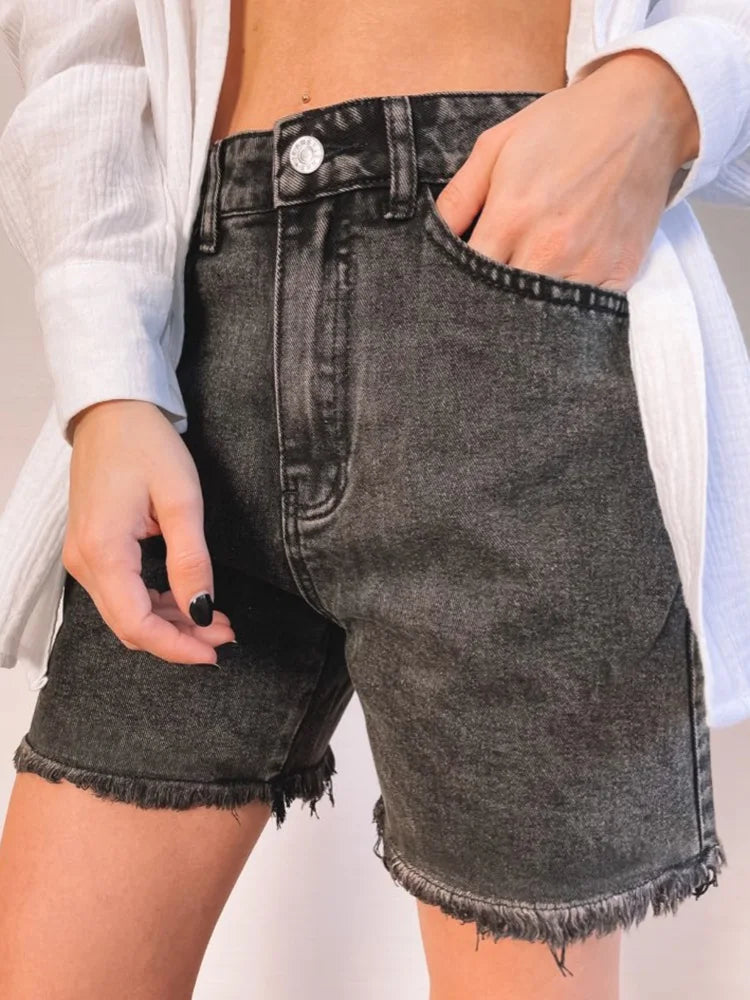 Streamgirl Blue Women's Denim Shorts Summer High Waist Casual Chic Loose Jean Shorts For Women Summer 2025 Denim Short Femme