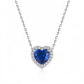 20245Heart-Shaped 925 Sterling Silver Elevated Red&Pink&Blue&White Heart Necklace Lover's Holiday Gift Jewelry