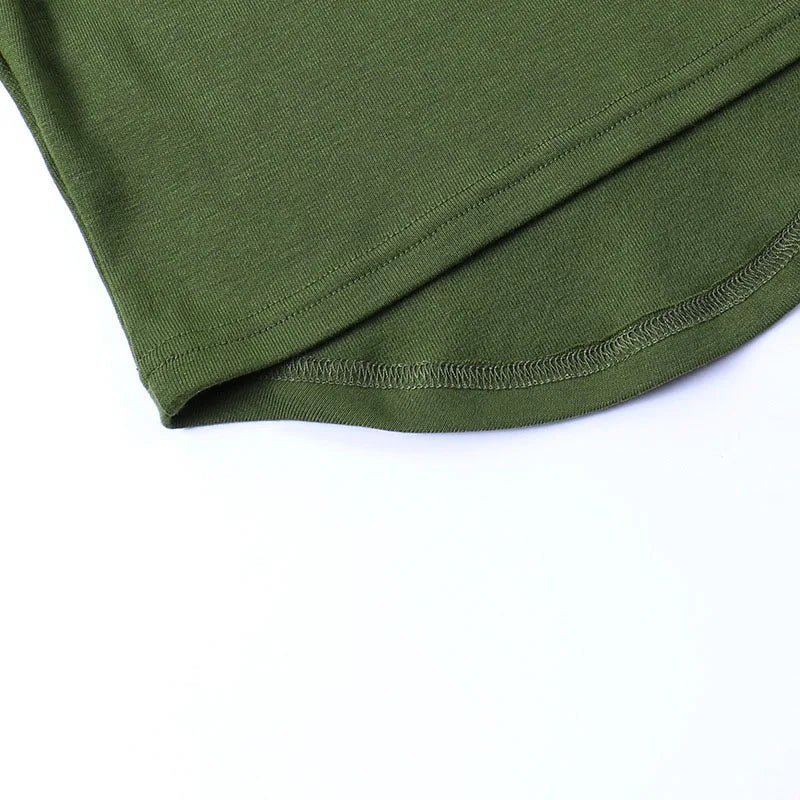 2022 Square Collar Long Sleeve Casual Women T Shirts Green Autumn Skinny Sexy Solid Basic Crop Tops Fashion Streetwear