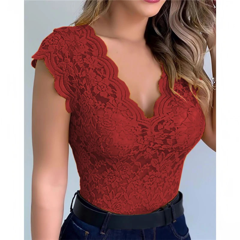 Women Summer Sexy Lace Crochet Cardigan Casual Solid Color Tops Female Trend Lace Hollow Out Sleeveless Top For Ladies