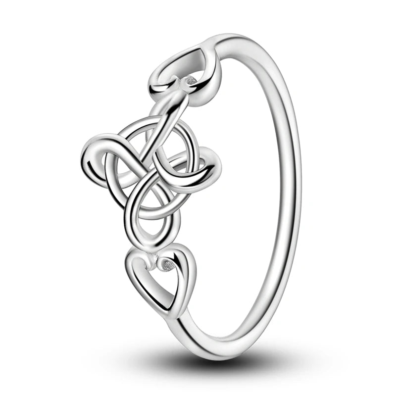 Women Silver Finger Rings for Women Original 925 Sterling Silver Cocktail Ring Geometric Cubic Zircon Heart Wedding Jewelry