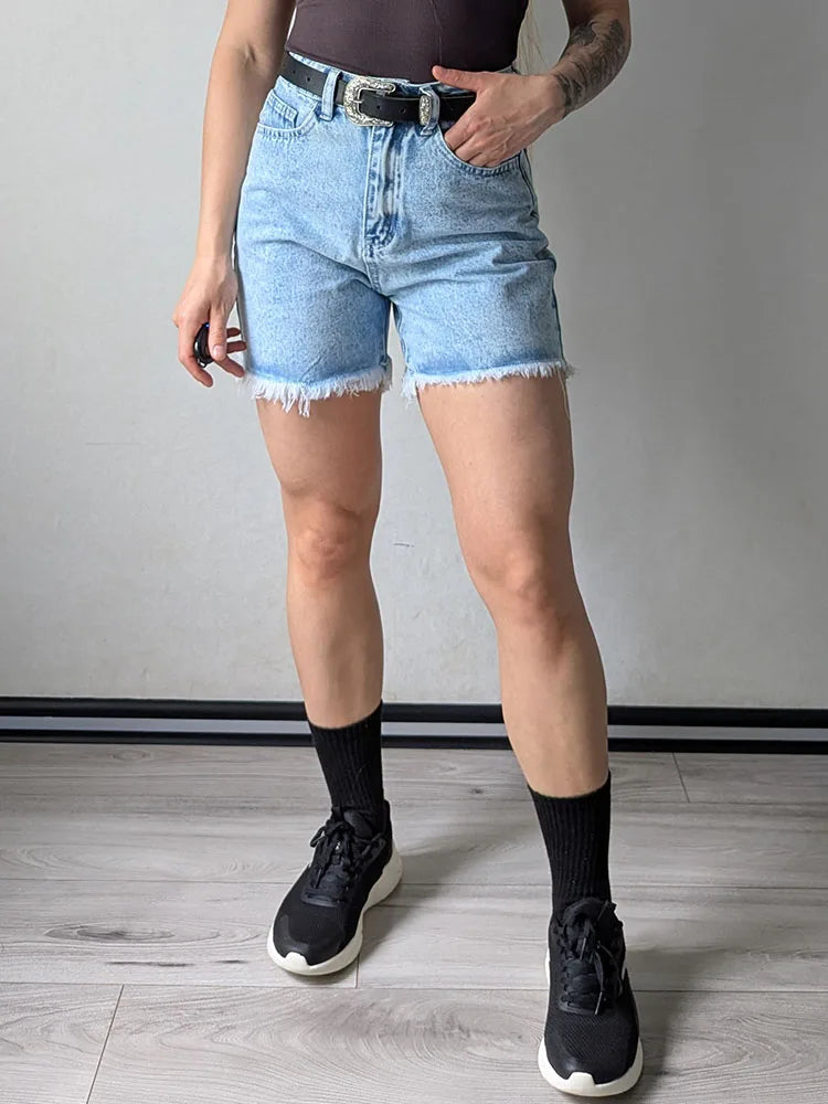 Streamgirl Blue Women's Denim Shorts Summer High Waist Casual Chic Loose Jean Shorts For Women Summer 2025 Denim Short Femme