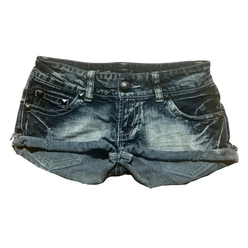 Y2K Retro British Style Flag Graphic Print Mini Shorts Harajuku Gyaru Denim Shorts Women Goth Slim Fit Hip Low Rise Short Pants
