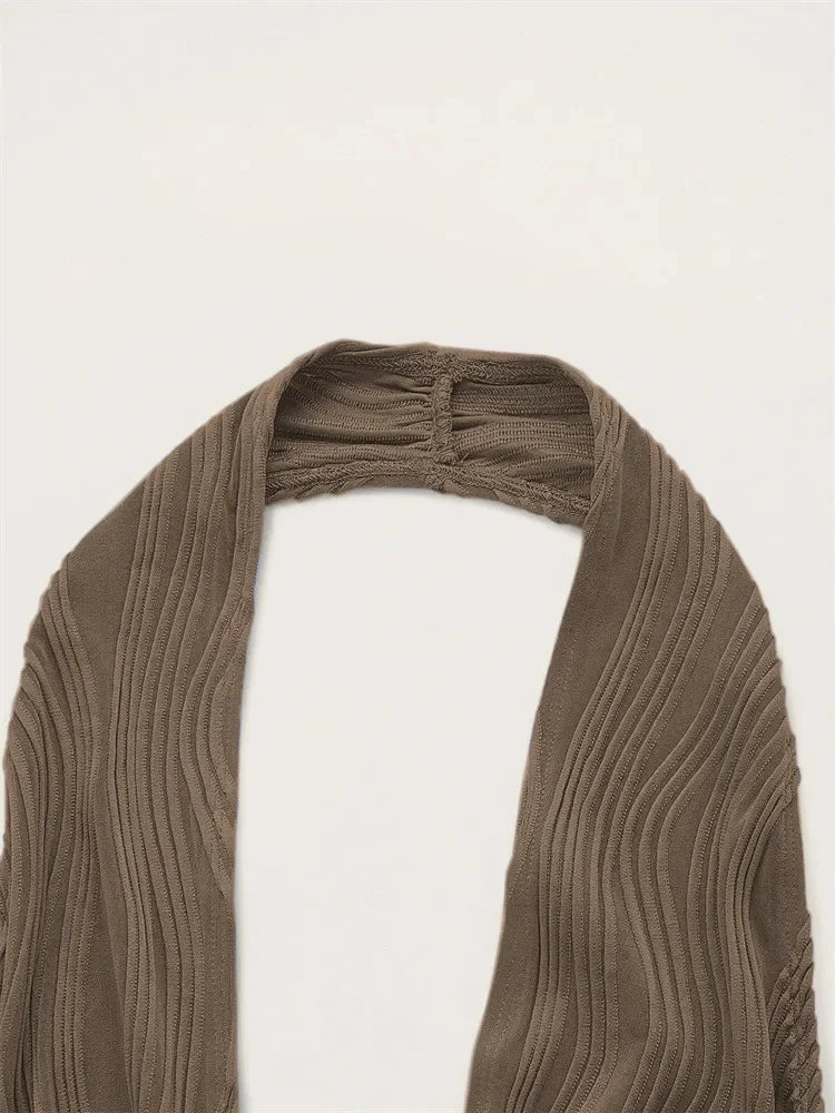 Solid White Backless Crop Halter Top Women Summer Y2K Club Grunge Clothes Deep V-neck Backless Sleeveless Tank Top Streetwear