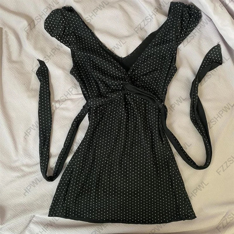 Y2K Women Short Sleeve T-Shirt Striped Aesthetic Harajuku Street Punk High Street Trash Emo Girls Daily Casual Commuter Crop Top