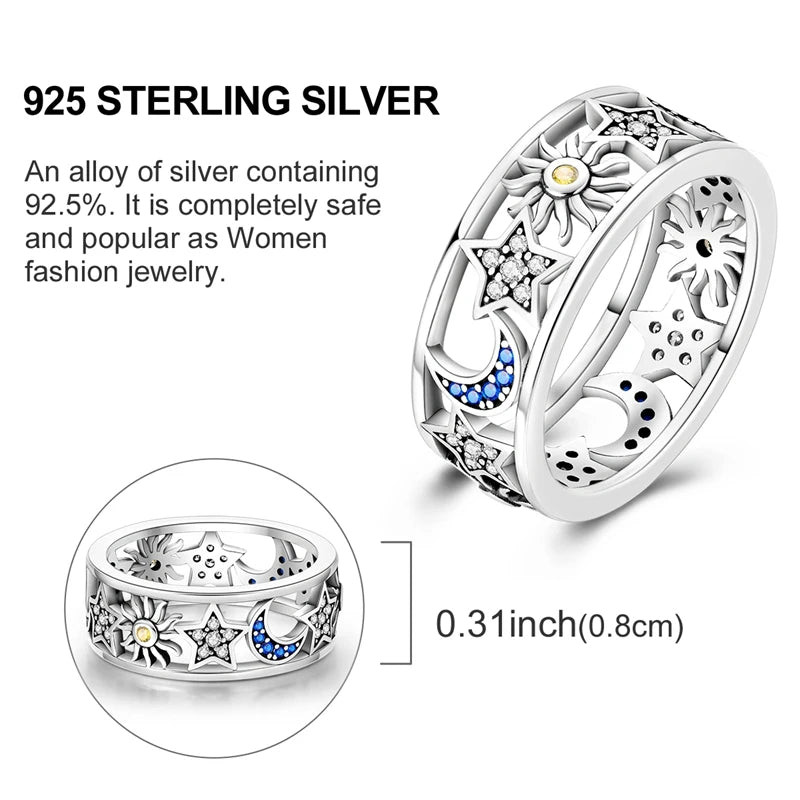 Women Silver Finger Rings for Women Original 925 Sterling Silver Cocktail Ring Geometric Cubic Zircon Heart Wedding Jewelry