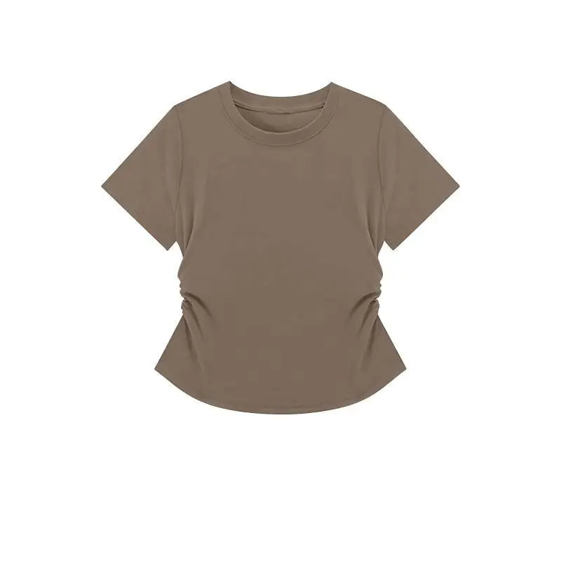 Women Summer Short Sleeved Top for Fashion Versatile Base Shirt Slim Fit Round Neck T-shirt Casual and Sexy Breathable and Cool