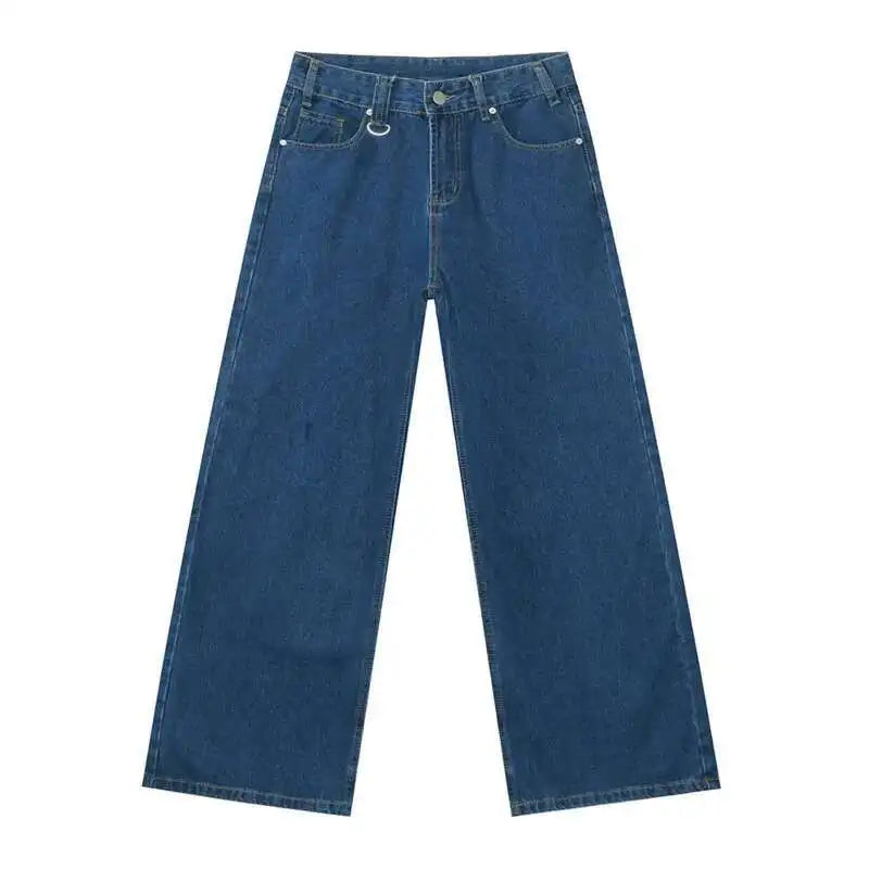 IEFB Vintage Camouflage Men's Jeans Fashion Washed Casual Wide Leg Denim Pants Autumn Winter Loose Male Trousers Old Blue 9C354