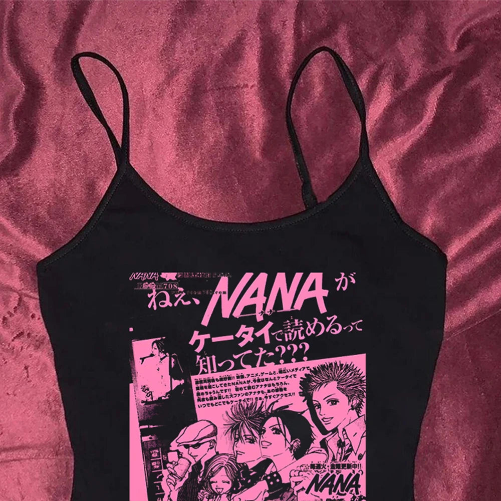 Y2k Nana Osaki Graphic T Shirts Casual Harajuku Streetwear Japanese Clothes Fashion Rock Punk Sleeveless Tanks & Camis Coquette