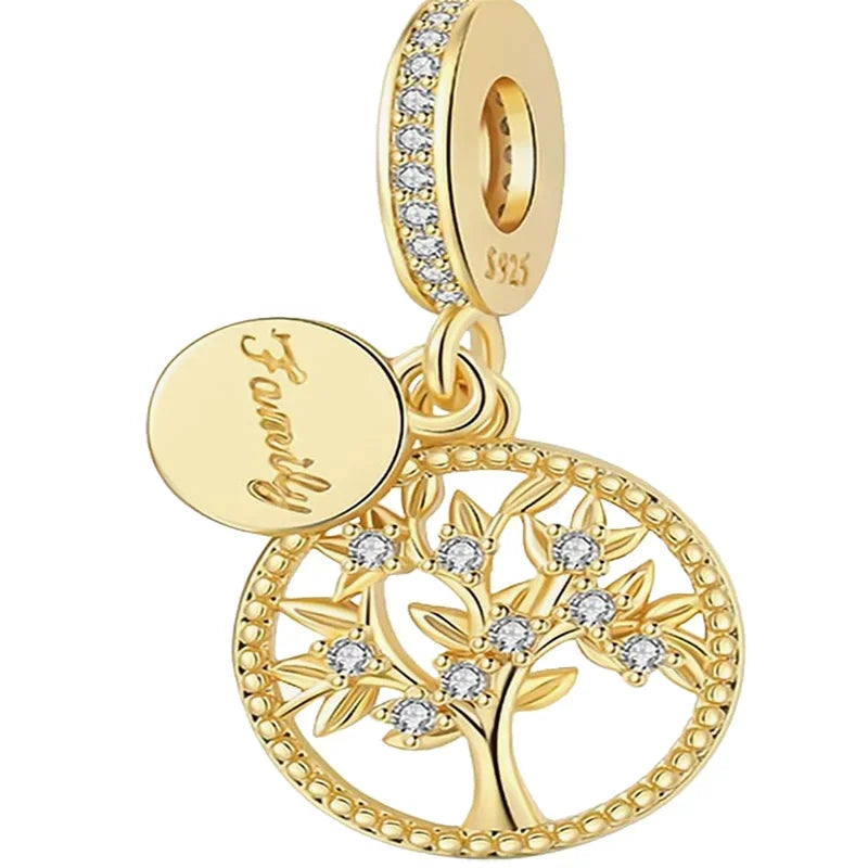 925 Sterling Silver Heart Shaped Key Lock Couple Charms Enamel Insect Pendent Horseshoe Floral Beads Fit Bracelet Custom Gift