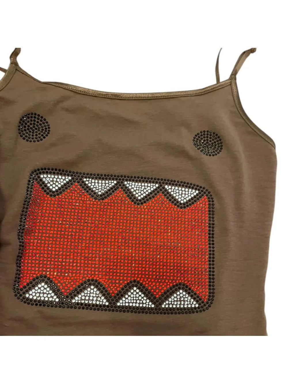 Harajuku Style Retro Rhinestone Cartoon Tank Top Womens Summer Casual Slim Fit Short Cut Crop Top