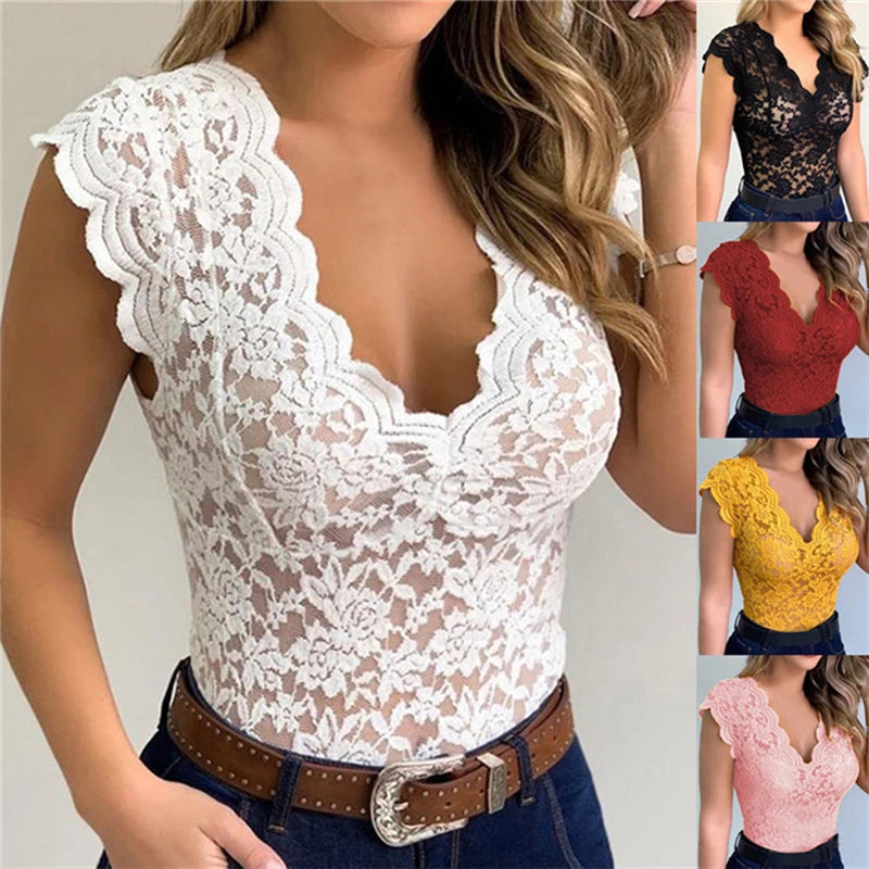 Women Summer Sexy Lace Crochet Cardigan Casual Solid Color Tops Female Trend Lace Hollow Out Sleeveless Top For Ladies