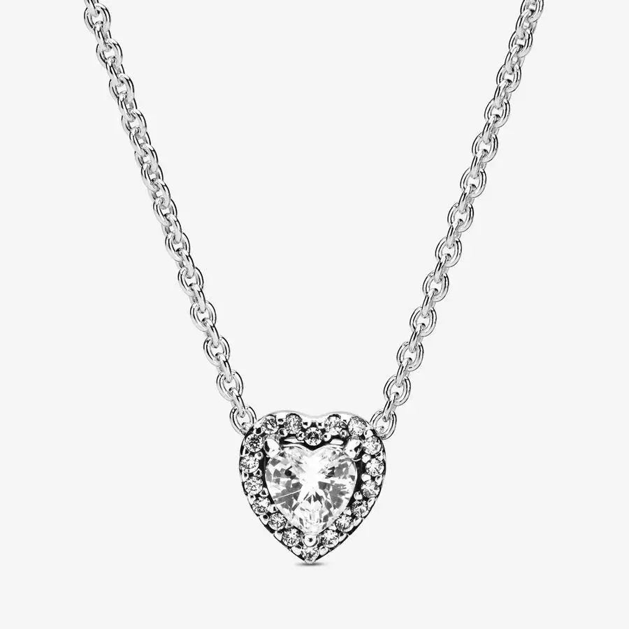 20245Heart-Shaped 925 Sterling Silver Elevated Red&Pink&Blue&White Heart Necklace Lover's Holiday Gift Jewelry